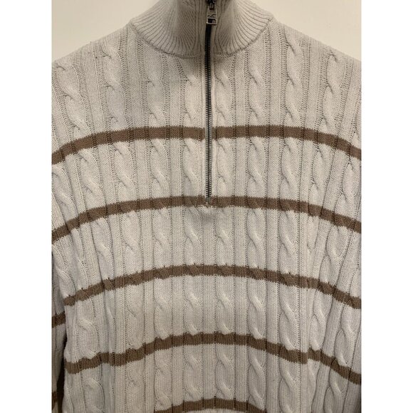 Hollister Cable Knit Quarter Zip Sweater Women’s‎ XS Oversized Striped - Picture 2 of 8